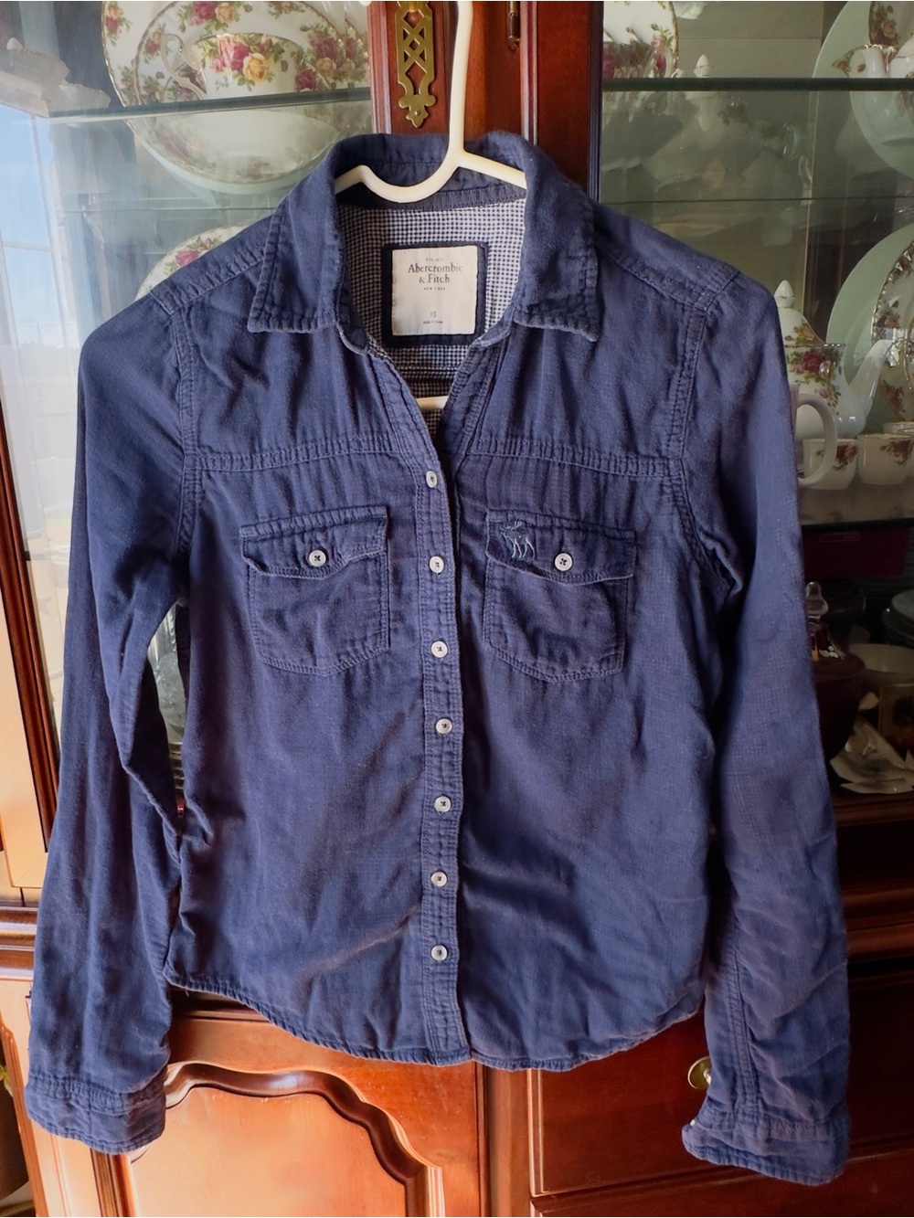 Abercrombie & Fitch Navy Button-Front Jean Jacket
